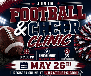 Presentational May 26th Football & Cheer Clinic visual