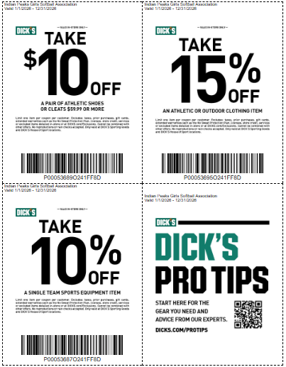 Year-long DICK'S Sporting Goods coupon preview for IPGSA (click to open full offer)