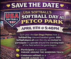 Presentational 2026 Softball Day at Petco Park visual