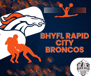 Presentational 2026 BHYFL Rapid City Broncos visual