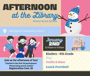 Presentational Afternoon at the Library - Winter Break Edition visual