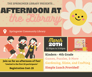 Presentational Afternoon at the Library - Spring Break Edition visual