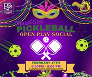 Presentational Mardi Gras Pickleball Open Play Social visual