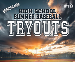 Presentational 2026 BYBSA High School Summer Baseball Tryouts visual