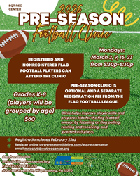 Presentational 2026 Preseason Flag Football Clinic visual