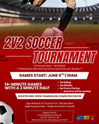 Presentational 2v2 Summer Soccer Tournament visual