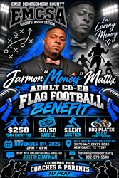 Presentational Jarmon "Money" Mattix Adult Co-Ed Flag Football Benefit visual