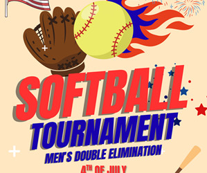 Presentational 4th of July Softball Tournament visual
