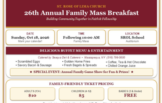 St. Rose Family Mass - October 18 link