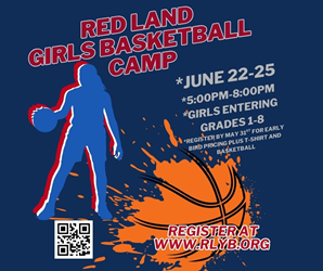 Presentational 2026 Red Land Girls' Basketball Camp visual