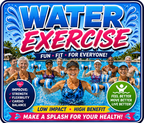 Presentational Water Exercise Classes June 15 - July 10 visual