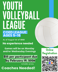 Presentational 2026 Spring Youth Volleyball visual