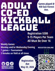 Presentational 2026 Adult Kickball League visual