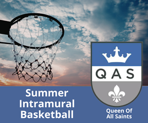 Presentational 2026 QAS Summer Intramural Basketball visual