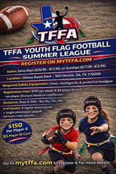 Presentational Youth Flag Football Summer League 2026 visual