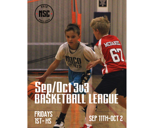 Presentational NOCO Basketball | September/October 3v3 League visual