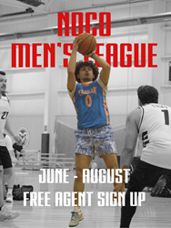 Presentational NOCO Basketball | June - August Men's League Free Agent visual
