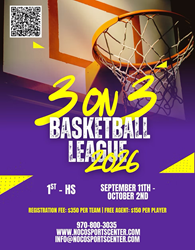 Presentational NOCO Basketball | September/October 3v3 League visual