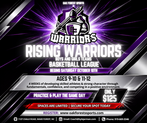 Presentational Rising Warriors Basketball League visual