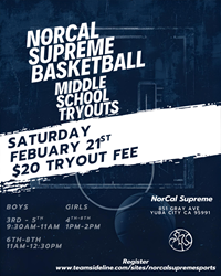 Presentational Middle School AAU Tryouts Spring 2026 (Boys/Girls) visual